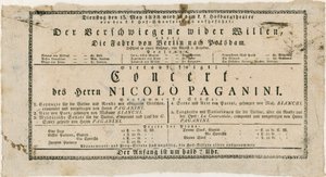Niccolo Paganini - playbill by Unknown