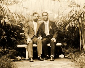 Portrait of an Affectionate Couple in a Tropical Garden, c.1930