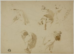 Sketches of Mother and Child, Stooping Man by Unknown