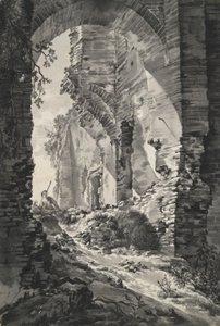 The Entrance Gate of the Ruins of Brederode Castle, Holland, with Shepherd by Unknown