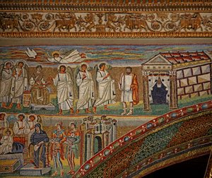 The Left Hand Apse Arch (Triumphal Arch) with the Nativity - Joseph Gets an Explanation