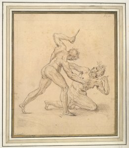 Two Male Nudes Fighting by Unknown