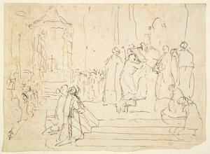 Unidentified Scene with a Bishop by Unknown