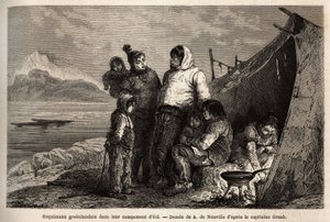 A Greenland Inuit Family in Their Summer Skins Camp by Unknown artist