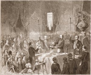 A Masonic Baptism at the lodge of the Fraternelle Amitive in 1861. by Unknown artist