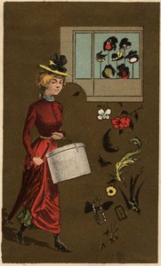 A bourgeois woman carrying a hat box by Unknown artist