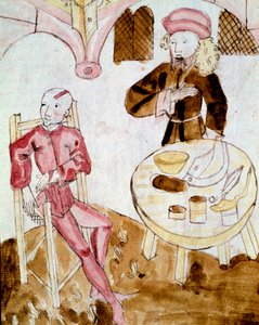 A doctor visiting a patient (miniature) by Unknown artist