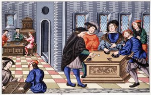 A Game House in the Renaissance Era Based on a Miniature about Vellum: Game from Now On. Chromolithography 19th Century by Unknown artist