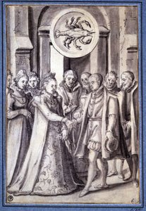A marriage in the 17th century, under the sign of cancer by Unknown artist