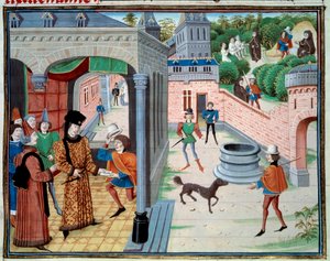 A messenger. Miniature from the manuscript Renaud de Montauban or Les quatre fils Aymon by Loyset Liedet (active between 1448 and 1478). 15th century