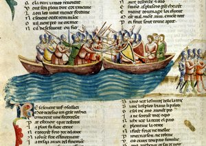 A naval battle. 13th century miniature by Unknown artist