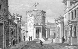 A street in Athens. Engraving from 1877