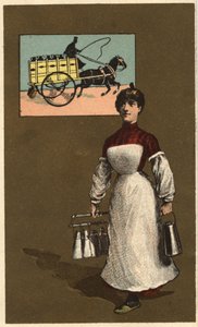 A walking milk merchant. Anonymous chromolithography, late 19th century. by Unknown artist