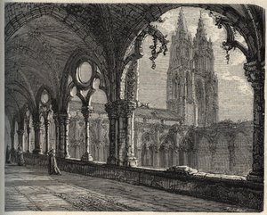 Abbaye Saint-Jean-des-Vignes - Soissons - engraving in “PATRIE” - DESCRIPTION PICTURESQUE OF FRANCE IN 6 VOLUMES BY LUCIEN HUARD - end 19th century
