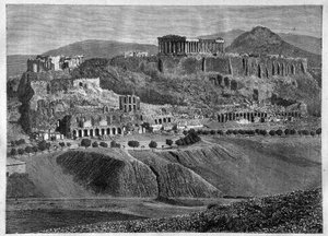 Acropolis of Athens 1881 - engraving by Unknown artist