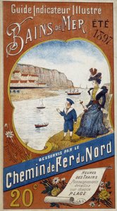 Advertising poster for the Indicator Guide Illustrated sea baths served by the Northern Railway, summer 1897