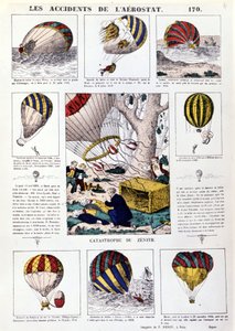 Aerostats Accidents. 19th Century Illustrated Chart