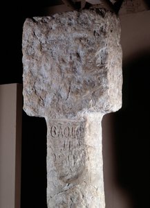 African Art: Detail of a Pillar of Possession Known as Saint Augustine Erected by the Portuguese Explorer Diogo Cao in Southern Angola. 1486. Lisbon, National Museum of Ancient Art by Unknown artist