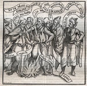 Alchemy: the peat of hermetic philosophers (engraving)
