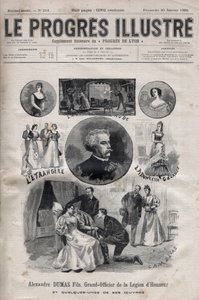 Alexandre Dumas Jr. - Grand Officer of the Legion of Honour and Some of His Works - Engraving in 