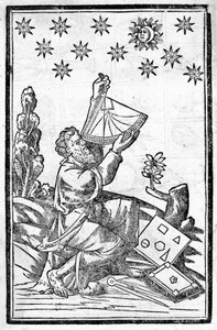 An astrologer measures height during the moon eclipse