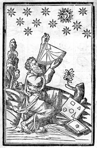 An astrologer takes the height with his sextant during an eclipse.