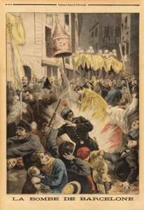 Anarchist attack in Barcelona, bomb explosion in the procession leaving the church of Santa Maria, street nuevos cambios by Unknown artist