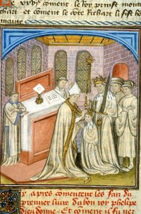 Archbishop Crowned Philippe Auguste in 1179 - Illumination of the Middle Ages by Unknown artist