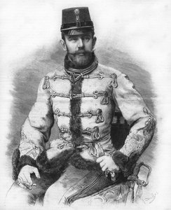 Archduke Rodolph of Habsburg (1858-1889), Crown Prince of Austria. Engraving of 1889 by Unknown artist