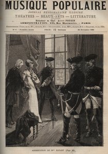 Arrest of Madame Favart Marie Justine Benoite Duronceray, known as Madame Favart (1727-1772), French comedian and singer, victim of advances by Maurice of Saxony (1696-1750), was arrested by him, and held in the convent of the Penitentes under the greatest