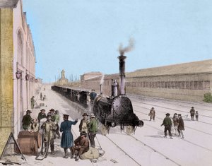 Arrival of the Paris Orleans Line freight train - Engraving of the 19th century - Private Collection by Unknown artist