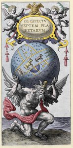Atlas carrying the world. Engraving from the beginning of the 17th century.