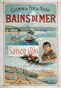 Bains de mer: Boulogne-sur-Mer, Le Treport - Advertising poster of the Northern Railway