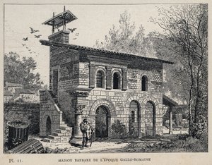 Barbarian House of the Gallo Roman era - engraving of 1889 in Histoire de habitation humaine à l