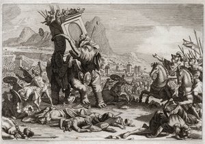 Bible of Royaumont, Old Testament: Courage of Eleazar. Extraordinary Action by Eleazar Against the Seleucid King Antiochos V Eupator. Illustration from 1811 by Unknown artist