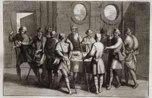 Bible of Royaumont, Old Testament: The Lamb of Easter. God Commands the Jews to Eat the Lamb of Easter. Illustration from 1811 by Unknown artist