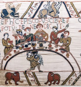 Bishop Odo Blesses the Food and Wine, Bayeux Tapestry by Unknown artist