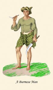 Burmese Man with Knife or Dha