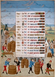 Calendar: August - Manufacture of wine barrels by Master Jean de Rolin (15th century) from 