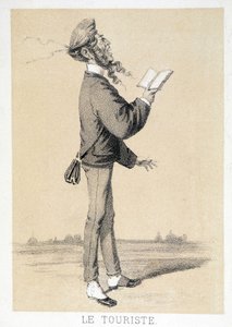 Cartoon of an English tourist around 1866