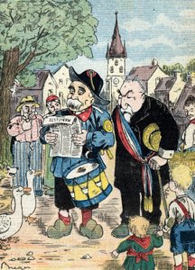 Cartoon Representing Georges Clemenceau and Emile Combes Campaigning Together in the French Elections of 1913 by Unknown Artist