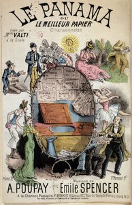 Cartoon Song Panama or the Best Paper Created by Miss Valti at La Scala, Lyrics by Poupay and Music by Emile Spencer, 19th Century