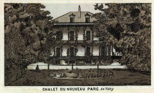 Chalet of the new park of Vichy (Allier and the Auvergne region). Chromolithography of the late 19th century by Unknown artist
