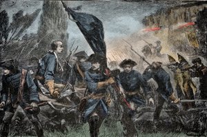 Charles XII of Sweden in Battle - Great North War (1700-1721): King Charles XII (Carl) of Sweden (1682-1728) at the Battle of Poltava in 1709 against the weapons of Peter I of Russia, called the Great (1672-1725) by Unknown artist