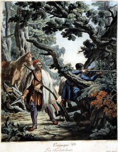 Chechens ambushed in a Caucasus forest, early 19th century
