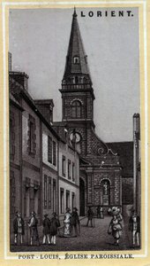 Church Parish of Port Louis, Pays de Lorient, Morbihan, Brittany. Chromolithography of the Late 19th Century by Unknown artist
