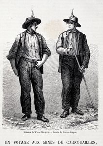 Coal mines in England: 2 miners from Wheal Margery, “Tour du Monde” by Unknown artist