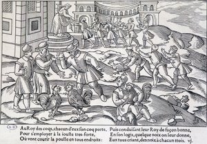 Cockfighting, XVI-XVII century by Unknown artist