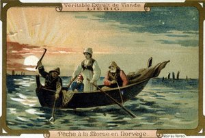 Cod fishing in Norway. Packaging Liebig products