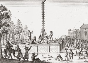 Corpses of Johan and Cornelis de Witt Hanging on Gallows by Unknown artist